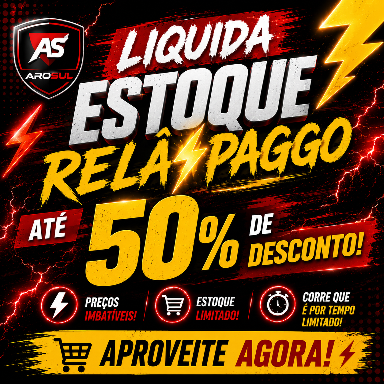 Liquida Estoque Relâmpago — até 50% OFF
